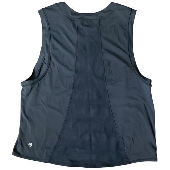 EUC Lululemon Sheer Will Tank *Pulse Black Patterned Mesh Back Panel Size 8 - Picture 1 of 10